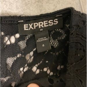 Express black lace romper w hanging sleeve